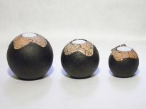 Świeczniki 3 sztuki okrągłe z egzotycznego drewna tea light CND218 czarne