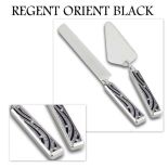 Sztućce do ciasta z cyrkoniami oraz perełkami Regent Orient Black C1202CW/K