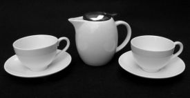 Zestaw do herbaty porcelanowy Imbryk 750ml Filiżanka x 2 biały