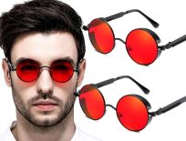 Okulary lenonki Steampunk okrągłe RED ray lenon 