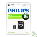 Philips Karta Pamięci Micro SDHC 8GB Class 4 + Adapter