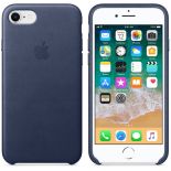 Apple Leather Case - Skórzane etui iPhone 8 / 7 (nocny błękit)
