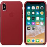 Apple Leather Case - Skórzane etui iPhone X (czerwony) (PRODUCT)RED