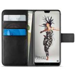PURO Booklet Wallet Case - Etui Huawei P20 z kieszeniami na karty + stand up (czarny)