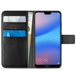 PURO Booklet Wallet Case - Etui Huawei P20 Lite z kieszeniami na karty + stand up (czarny)