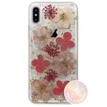 PURO Glam Hippie Chic Cover - Etui iPhone Xs / X (prawdziwe płatki kwiatów różowe)