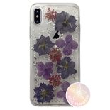 PURO Glam Hippie Chic Cover - Etui iPhone Xs / X (prawdziwe płatki kwiatów fioletowe)