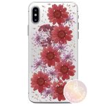 PURO Glam Hippie Chic Cover - Etui iPhone Xs / X (prawdziwe płatki kwiatów czerwone)