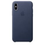 Apple Leather Case - Skórzane etui iPhone Xs (nocny błękit)