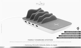 PURO Fast Charger Family Charging Station - Uniwersalna stacja bezprzewodowa z ładowaniem indukcyjnym Qi 5 V / 1 A - 5 W + 4 porty USB 5 V / 2 A - 10 W, max. 45 W (szary)