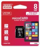GoodRam Karta pamięci MicroSDHC 8GB Class10 UHS I + Adapter RETAIL10