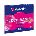 Verbatim DVD-RAM 4.7GB 3x (slim case, 3szt, non-cartridge)