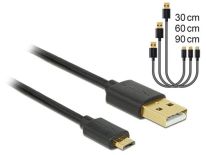 DeLOCK Kabel danych i szybkiego ładowania USB 2.0 (AM)>Micro(BM) zestaw 3 części