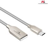 Maclean MCE190 Kabel Micro USB metalowy silver Quick & Fast Charge