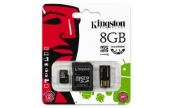 Kingston Karta pamięci Micro SDHC 8GB Class 4 + czytnik USB2.0 + SD Adapter