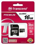 Transcend karta pamięci Micro SDHC 16GB Class 10 +Adapter (20MB/s / Full HD)