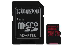 Kingston microSDXC Canvas React 256GB 100R/80W U3 UHS-I V30 A1 Card + SD Adptr
