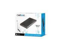 NATEC RHINO obudowa USB 2.0 na dysk HDD/SSD 2.5'' SATA, czarna Aluminium