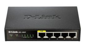D-Link 5-Port Fast Ethernet Desktop Switch, 1 PoE port max. 15.4 W