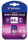 Verbatim SDXC Memory Card ,Class 10, 64GB , UHS-1, PREMIUM 90MB read/25MB Write