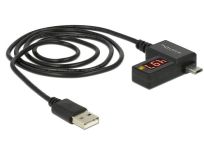 DeLOCK kabel USB 2.0 AM > USB MBM5P + wskaźnik LED (ładowanie VOLT/AMPER) 1m