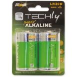 Techly Baterie alkaliczne 1.5V D R20 2 sztuki