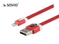 Elmak SAVIO CL-74 Kabel ze złączem USB - 8pin, iOS8, do telefonów 5/6, 1 m, Czerwony