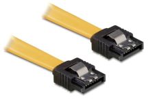 DeLOCK kabel SATA 10cm prosty/prosty metal. zatrzaski żółty