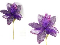 Kwiat dekoracyjny z brokatem  
