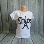 Koszulka, T-SHIRT damski z czarnym nadrukiem CHLOE