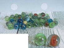 Kamyki, kulki szklane przezroczyste MOZAIKA mix kolor 250g siatka (śr. 1,6 cm)