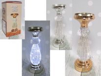Świecznik akryl/plastik LED z wodą i cekinami ZŁOTY, SREBRNY 26x10 cm