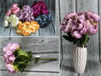 Bukiet PIWONIE pastelowe 9 kwiatów (wys. 43 cm, kwiat 7 cm) mix kolorów
