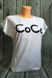 Koszulka, T-SHIRT damski z czarnym nadrukiem CoCo