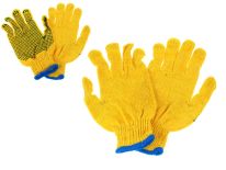 Rękawice ogrodowe materiałowe żółte z kropkami - 1 para