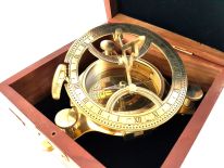 Mosiężny zegar słoneczny Dollond w pudełku z palisandru NI234A