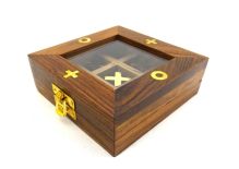 Kołko i krzyżyk - gra w pudełku drewnianym ze szklanym topem GMS-0140