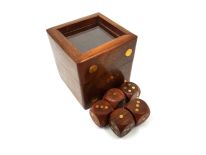 Gra w kości w pudełku drewnianym ze szklanym topem - G151G/A; 5x5cm
