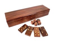 Domino i kości w pudełku drewnianym  WDD - przecena, niedoskonałe pudełko -50%