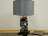 Lampa stołowa CAREA złoto szara 40x60cm [AZ02075]