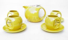 Zestaw do herbaty porcelanowy Imbryk 1,2L Czarka x 4 żółty
