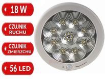 PLAFON LED Z CZUJNIKIEM RUCHU ZMIERZCHU 18W 56 LED