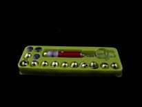 Laser świecący brelok 11 nakładek + 3 baterie