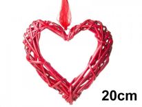 Serce Wiklinowe Czerwone PUSTE 20cm [Komplet - 10 sztuk]
