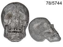  Dekoracja srebrna czaszka XXL  - szklane koraliki