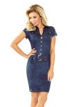 142-5 Sukienka szmizjerka z guzikami - JEANSOWA