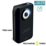 PURO Universal External Fast Charger Battery - Uniwersalny Power Bank z latarką 7800 mAh, 2 x USB, 2.4 A (czarny)