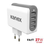 Kanex 4-Port USB Wall Charger - Ładowarka sieciowa z czterema portami USB 4,8 A, 27 W (biały/szary)