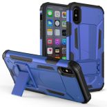 Zizo Hybrid Transformer Cover - Pancerne etui iPhone X z podstawką (Blue/Black)