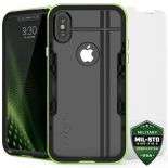 Zizo Shock Case - Pancerne etui iPhone X z hartowanym szkłem na ekran (Neon Green/Black)